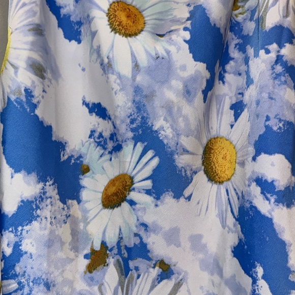 Urban Outfitters Cowl Neck Slip Dress Blue Sunflowers Size Large - Picture 2 of 6